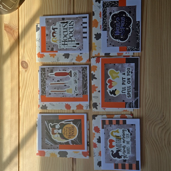 Handmade Mini Hocus Pocus Theme Halloween Cards & Envelopes Boxed Set of 6 - Picture 4 of 12